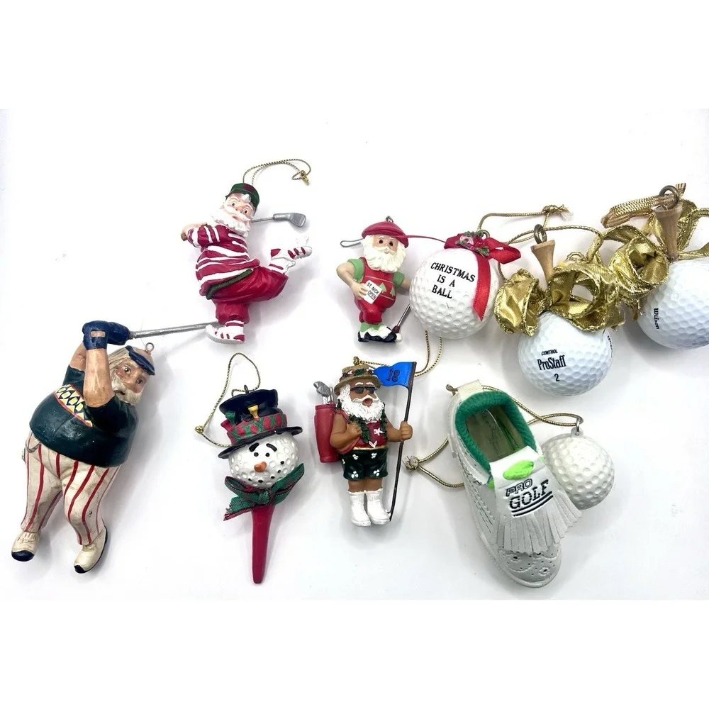 Golf Themed Christmas‎ Ornaments Lot Of 9 Some Hallmark Decorate Or Gift
